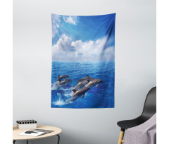 Jumping Dolphins in Sky Tapestry