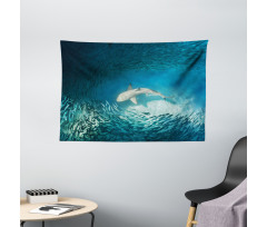Animals Teal Wildlife Wide Tapestry