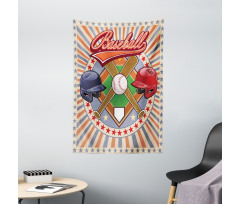 Retro Pop Art Baseball Tapestry