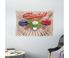 Retro Pop Art Baseball Wide Tapestry