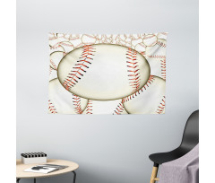 Baseball Ball Pattern Wide Tapestry