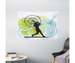 Baseball Player Circles Wide Tapestry