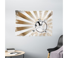 Retro Baseball Pop Art Wide Tapestry