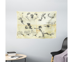 Soccer Players Artwork Wide Tapestry
