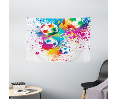 Colorful Splashes Balls Wide Tapestry