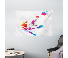 Kicking Ball Watercolors Wide Tapestry