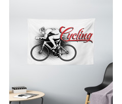 Cycling Man Sport Bike Wide Tapestry