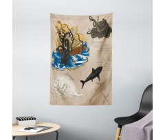 Sea Monsters Pirate Tapestry