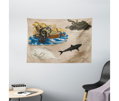 Sea Monsters Pirate Wide Tapestry