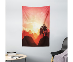 Sunset Tree Mountains Tapestry