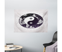 Ying Yang Boho Art Wide Tapestry