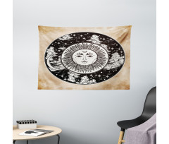 Sun Face Moon Wide Tapestry