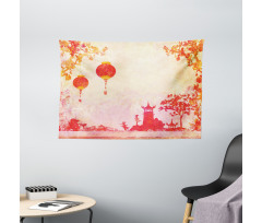Chinese Lanterns Building Wide Tapestry
