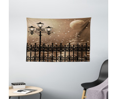 Snowy Moon Evening Wide Tapestry