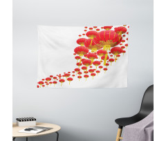 Chinese Lanterns in Sky Wide Tapestry