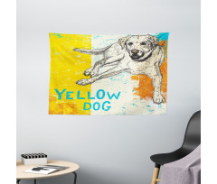 Grunge Sketch Dog Art Wide Tapestry