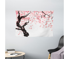 Cherry Blossom Tree Wide Tapestry