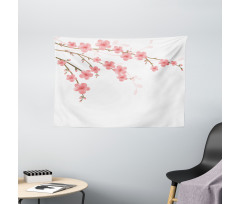 Cherry Blossom Artwork Wide Tapestry