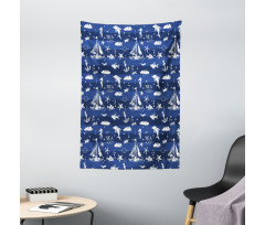 Grunge Anchor Ship Tapestry