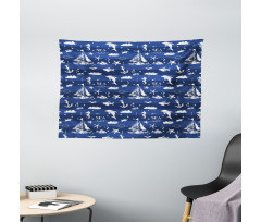 Grunge Anchor Ship Wide Tapestry