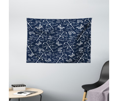 Hand Drawn Leaf Branch Wide Tapestry