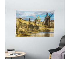 Czech Antique Castle Wide Tapestry