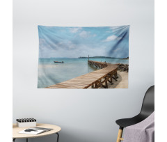 Wooden Bridge to Sea Wide Tapestry