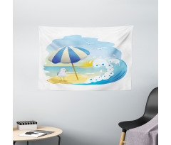Seagull at Beach Kids Wide Tapestry