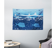 Underwater Life Sail Wide Tapestry