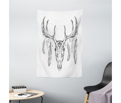 Skull with Antler Feather Tapestry