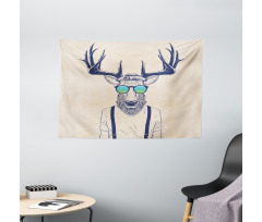 Hipster Cool Fun Animal Wide Tapestry