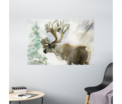 Winter Forest Paint Style Wide Tapestry