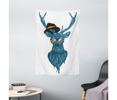 Teal Hipster Antler Print Tapestry