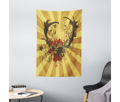 Grunge Style Antlers Art Tapestry