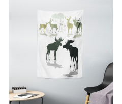 Elk Deer Fawn Forest Tapestry