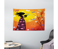 Floral Dress Wide Tapestry