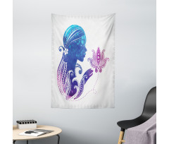 Lady with Floral Hair Tapestry