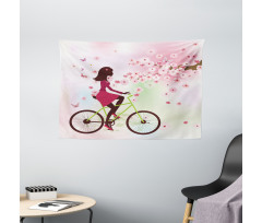 Cherry Bloom Lady Bike Wide Tapestry