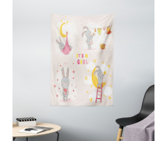 Bunny Baby Love Moon Tapestry