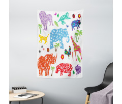 Wild Animals Floral Tapestry