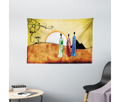 Tribe Facing Sunrise Wide Tapestry