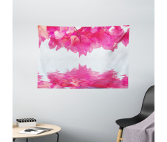 Pink Leaves on River Wide Tapestry