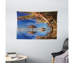 Palm Trees Calm Ocean Wide Tapestry
