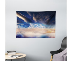 Snowy Winter Mountains Wide Tapestry