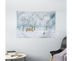 Snow in Park Xmas Trees Wide Tapestry