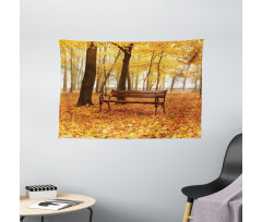 Misty Autumn Park Rustic Wide Tapestry