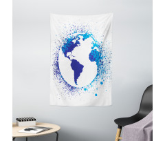 Globe Ink Effect Map Tapestry