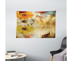 Flowers and Poetry Art Wide Tapestry