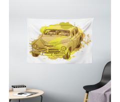 Retro Car Splash Wide Tapestry