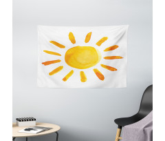 Watercolor Sun Childish Wide Tapestry